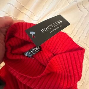 PRICLESS Ribbed Red Cropped Turtleneck Sweater (NWT)